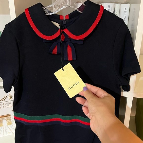 New Gucci 100% cotton dress dark blue web. - Picture 3 of 11